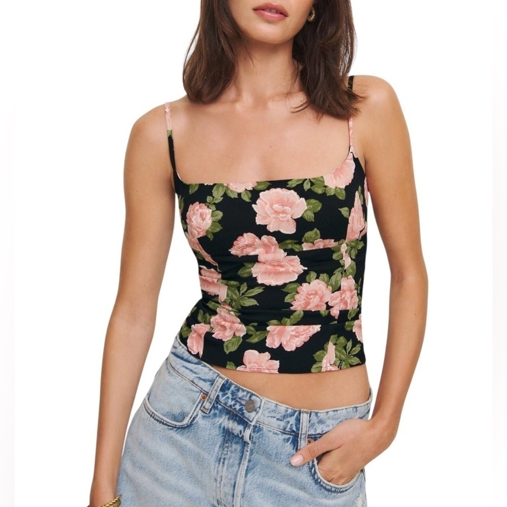REFORMATION Grace Floral Tank Top in Rosalia